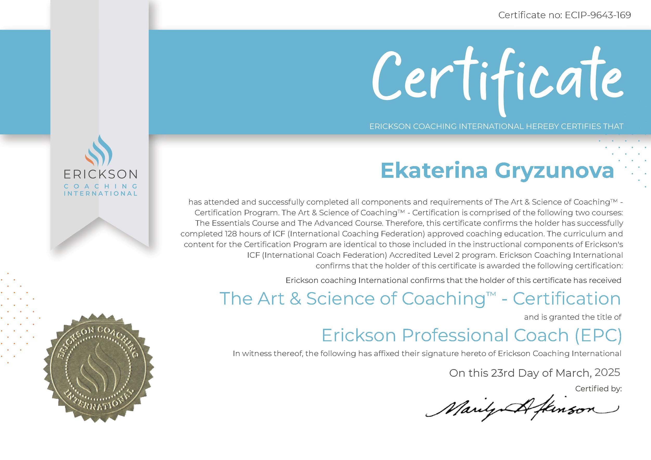 Erickson Professional Coach